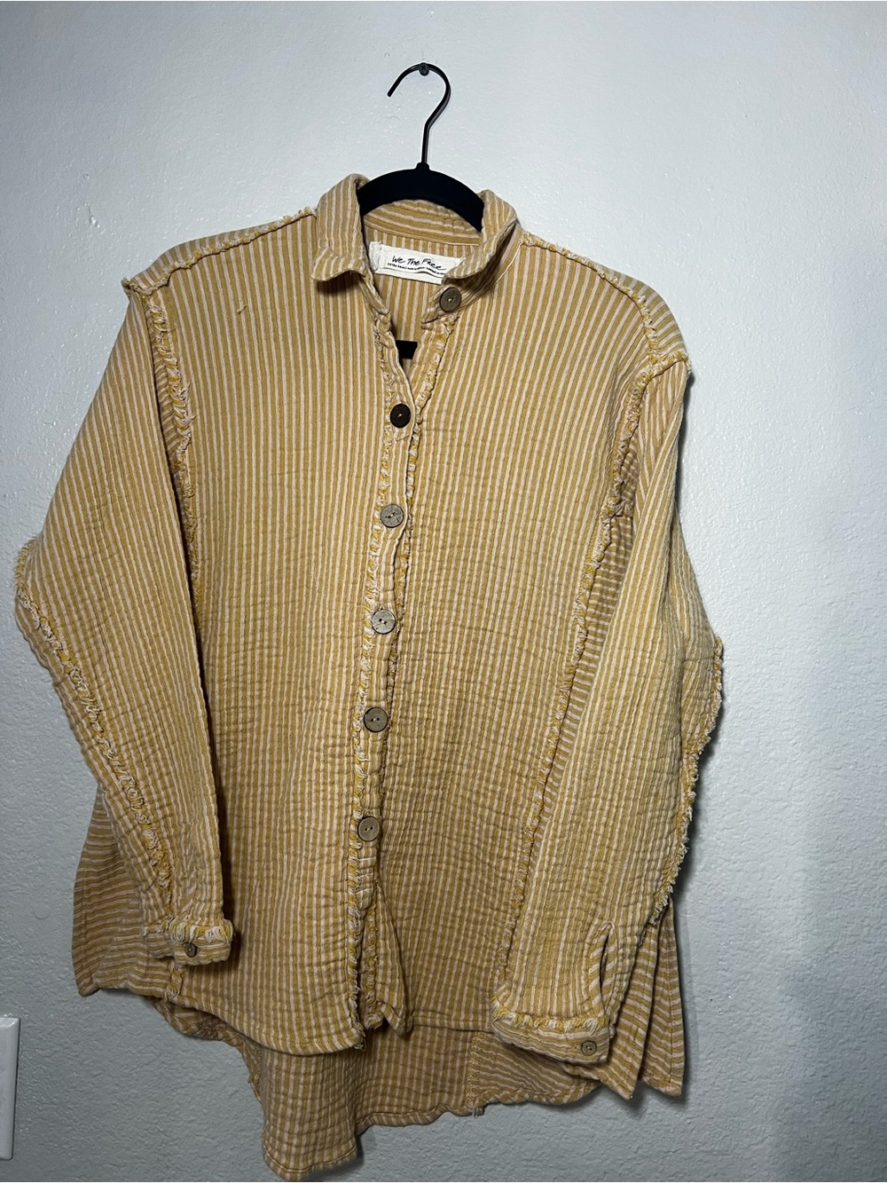 We The Free Textured Button-Up Shirt Jacket in Mustard Color. Preowned